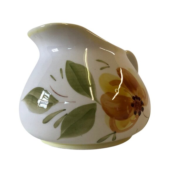 Secla Pottery Pitcher Hand Painted Portugal Ceramic Flowers Squat Wide Mouth - Picture 6 of 10